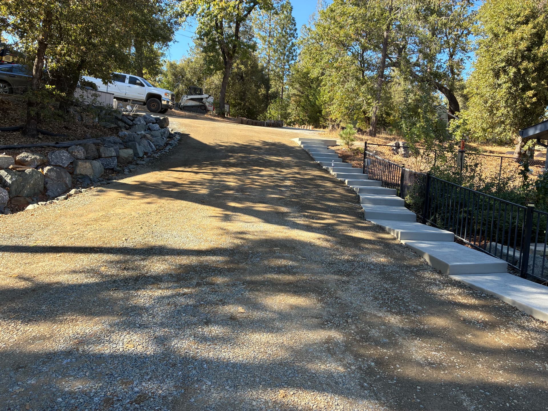 Gravel Driveway Rehab with Erosion Control and Concrete Stairway